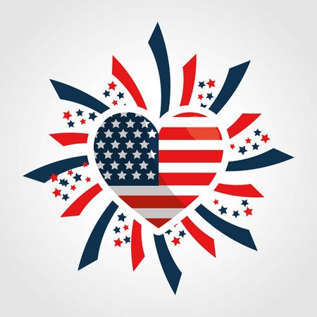 independence day heart flagのイラスト素材