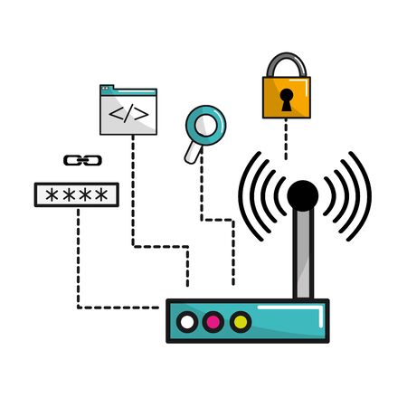 wifi router connection data informationのイラスト素材