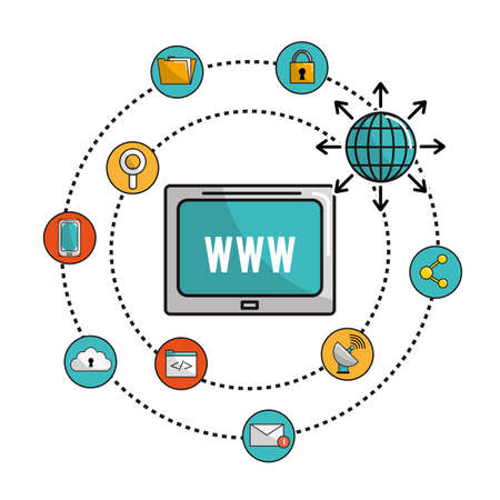 television with internet global connection servicesのイラスト素材