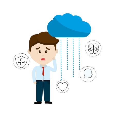 mental health person with tips care brainのイラスト素材