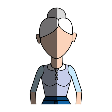 old woman with hairstyle and casual clothのイラスト素材