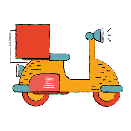 delivery motorcycle transportation service with boxのイラスト素材