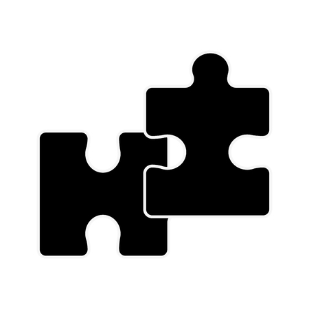 silhouette piece puzzle mental game line iconのイラスト素材