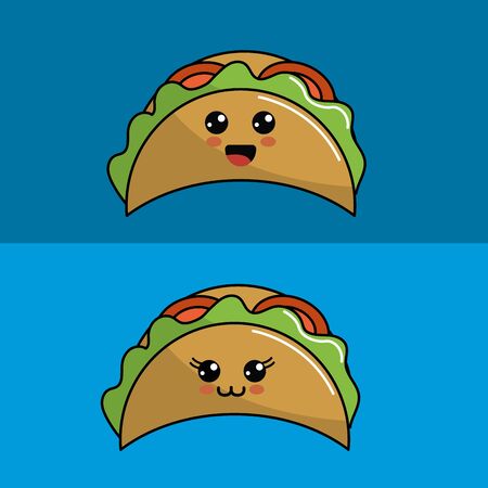 Set tacos icon with beautiful expressions.のイラスト素材