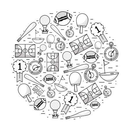 Tools of different sports games.のイラスト素材