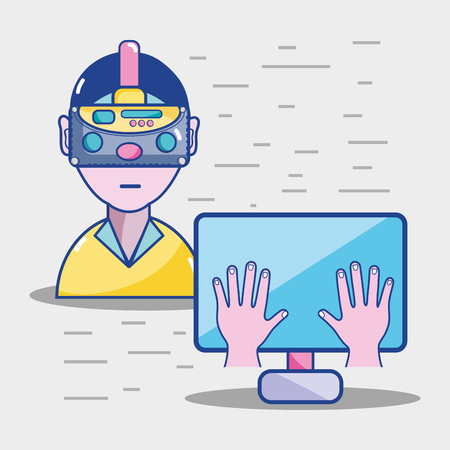 3d eyeglasses virtual experience game.のイラスト素材