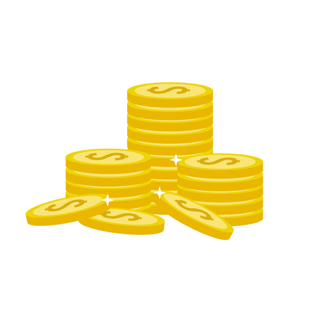 many gold coins money saveのイラスト素材