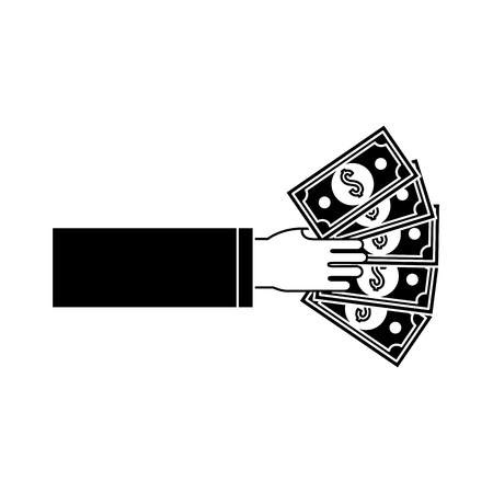 Silhouette hand with bill money.のイラスト素材