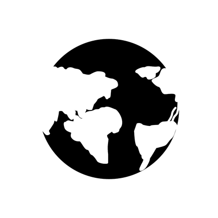Silhouette earth planet with global geography continents.のイラスト素材