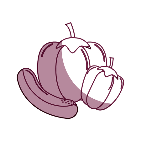 Silhouette peppers and cucumber healthy delicious vegetable.のイラスト素材