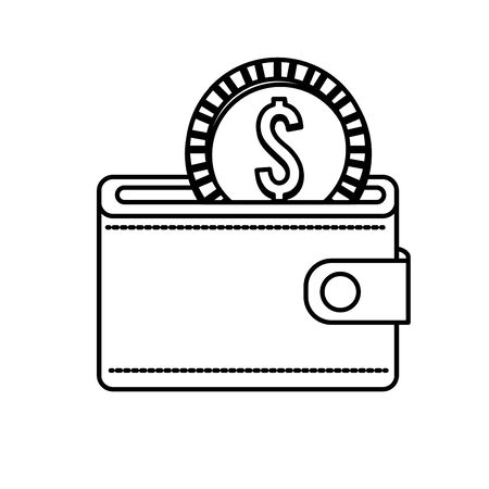 Line wallet with coin money inside.のイラスト素材