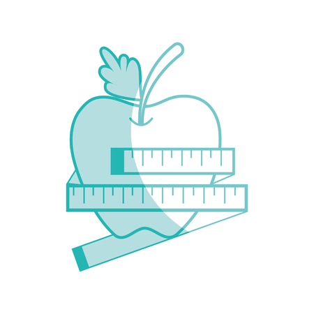 silhoutte delicious apple fruit with healthy heartのイラスト素材