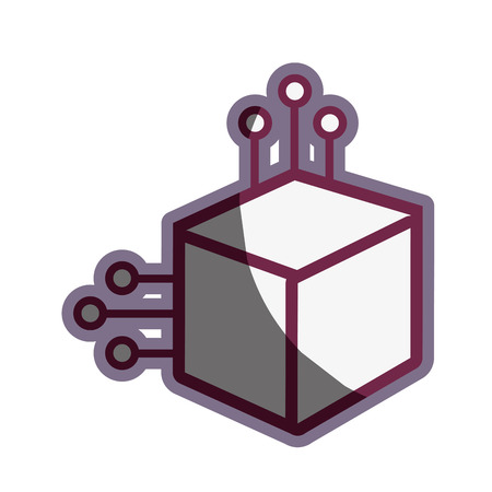 cube with circuits network of communicatig bitcoin transactionsのイラスト素材
