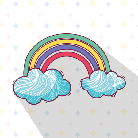beautiful rainbow with nice cloudsのイラスト素材