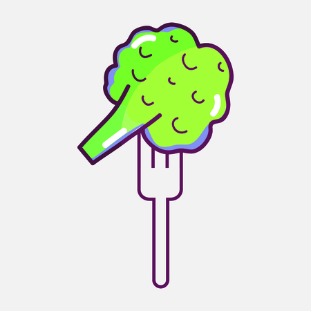 Fresh broccoli to prepair natural salad, vector illustrationのイラスト素材