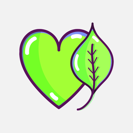 Nice heart with leaf to healthy food, vector illustrationのイラスト素材
