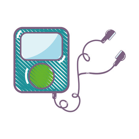 mp3 player with headphones to listen musicのイラスト素材