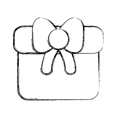 line gift present with ribbon decoration to celebrate partyのイラスト素材