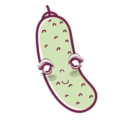 kawaii happy cucumber iconのイラスト素材