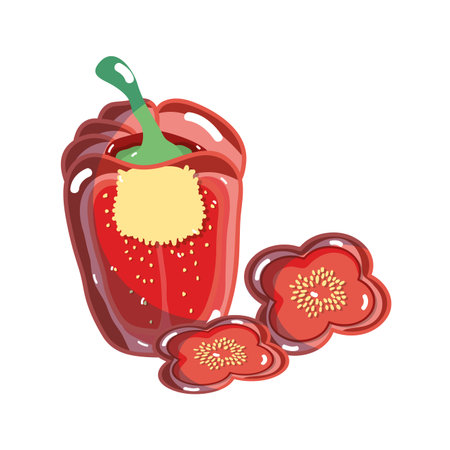 Delicious pepper with slices to saladのイラスト素材