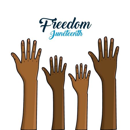 hands up to celebrate freedom juneteenth, vector illustrationのイラスト素材