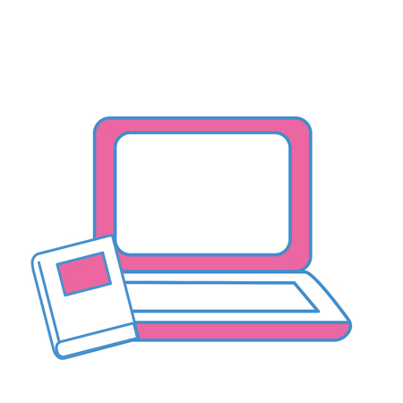 laptop with book knowledge to study icon, vector illustrationのイラスト素材