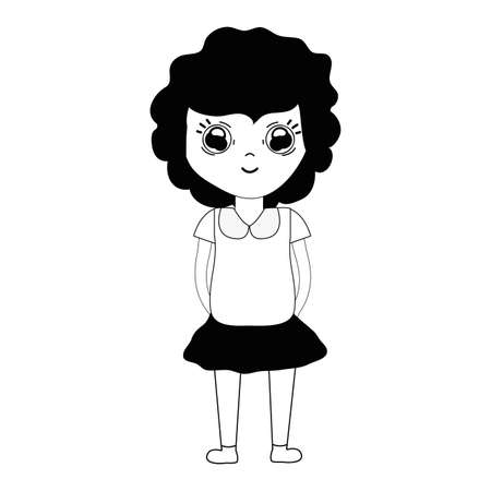 contour pretty girl with hairstyle and casual wearのイラスト素材