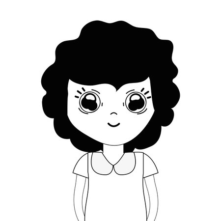 contour pretty girl with hairstyle and casual wearのイラスト素材