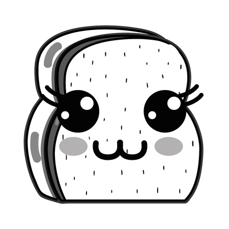 line kawaii cute happy chopped breadのイラスト素材