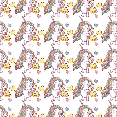 beautiful unicorn play saxophone instrument backgroundのイラスト素材