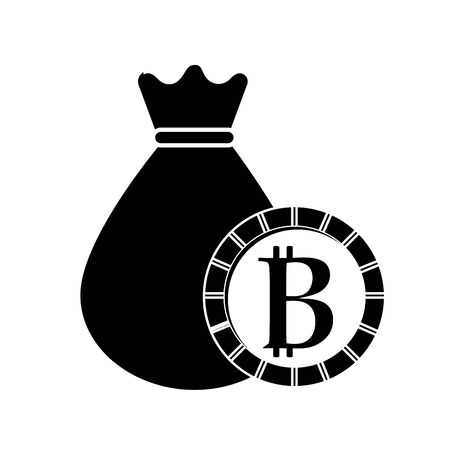 contour bag with bitcoin currency digital coinのイラスト素材
