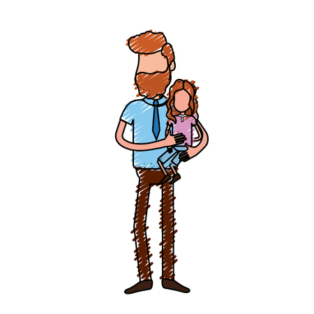 nice father carrying his daughter in the handsのイラスト素材