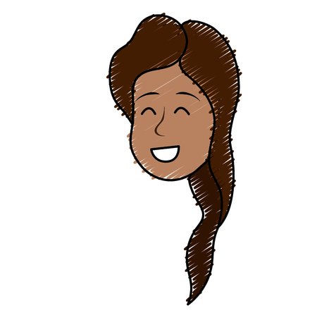 Happy cute woman face with hairstyleのイラスト素材