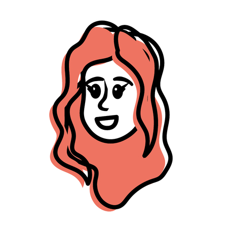 Happy cute woman face with hairstyleのイラスト素材