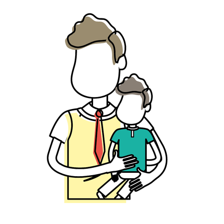 nice father carrying his son in the hands, vector illustrationのイラスト素材