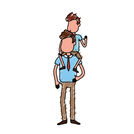 Father carrying his sonのイラスト素材