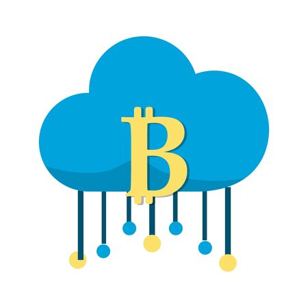 cloud data center with bicoin symbolのイラスト素材