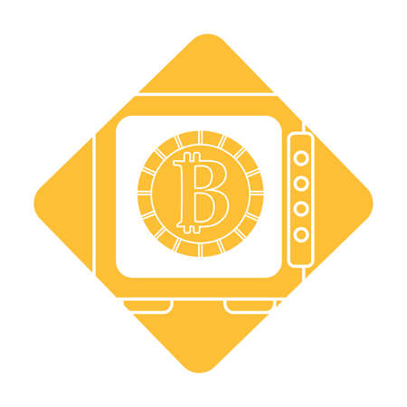 label strongbox open with bitcoin currency insideのイラスト素材
