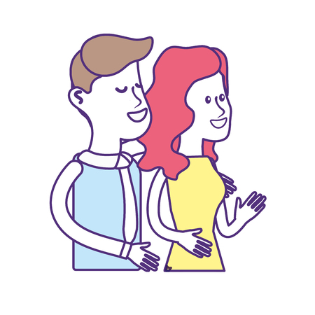 happy cute couple with elegant wear, vector illustrationのイラスト素材