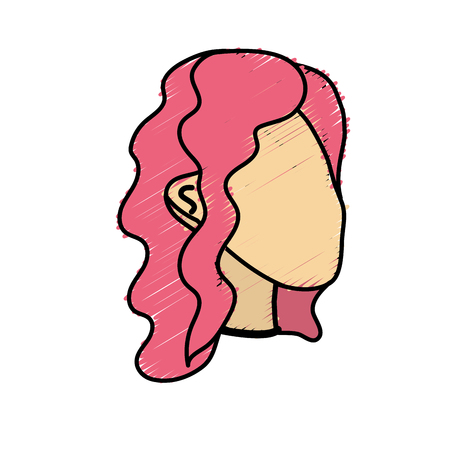 beauty woman face with hairstyle, vector illustrationのイラスト素材