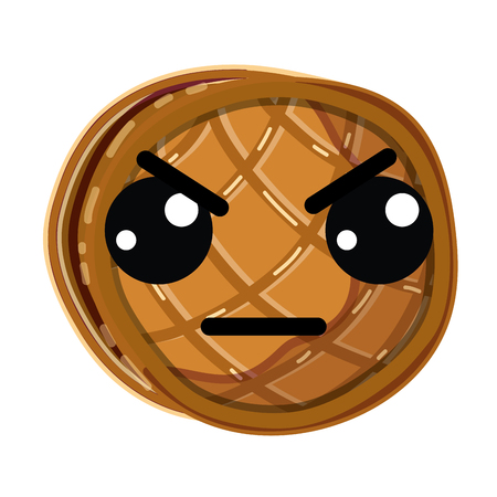 cute angry waffles with honey, vector illustrationのイラスト素材