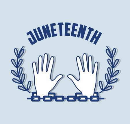 hands up with branch and chain celebrating freedom, vector illustrationのイラスト素材