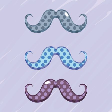 set diferent mustache decoration design, vector illustrationのイラスト素材