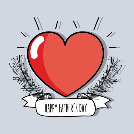 heart with branch and ribbon to father day celebration, vector illustrationのイラスト素材