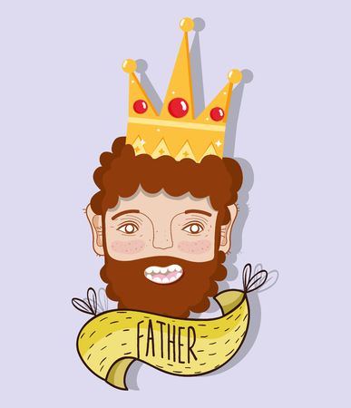 happy father with crown and beard, vector illustrationのイラスト素材