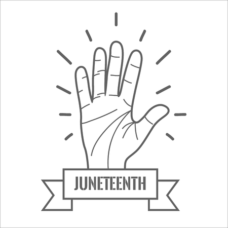 hand up with ribbon massage to juneteenth celebrate, vector illustrationのイラスト素材