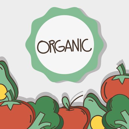 delicious fresh fruits and vegetablesのイラスト素材