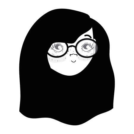 Pretty girl face and glassesのイラスト素材