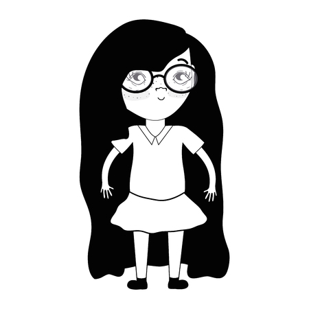 Pretty girl with glasses and casual wearのイラスト素材