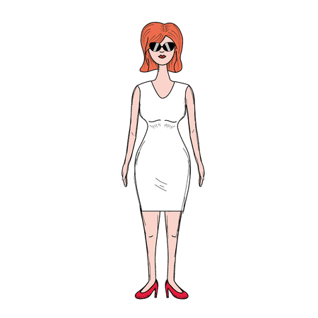 pretty woman with haistyle and elegant dress, vector illustrationのイラスト素材